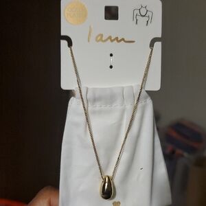 Teardrop I Am Gold Plated Necklace W/dustbag